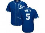 Kansas City Royals #5 George Brett Authentic Blue Team Logo Fashion Cool Base MLB Jersey