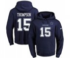 Dallas Cowboys #15 Deonte Thompson Navy Blue Name & Number Pullover Hoodie