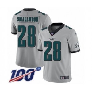 Philadelphia Eagles #28 Wendell Smallwood Limited Silver Inverted Legend 100th Season Football Jersey