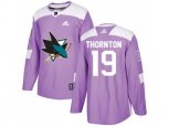 Adidas San Jose Sharks #19 Joe Thornton Purple Authentic Fights Cancer Stitched NHL Jersey