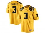 Men's Oregon Ducks Vernon Adams Jr.#3 College Football Limited Jersey - Yellow