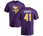 Minnesota Vikings #41 Anthony Harris Purple Name & Number Logo T-Shirt