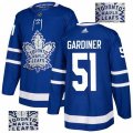 Toronto Maple Leafs #51 Jake Gardiner Authentic Royal Blue Fashion Gold NHL Jersey