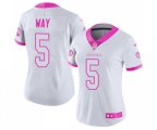 Women Washington Redskins #5 Tress Way Limited White Pink Rush Fashion Football Jersey