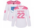 Women Adidas New York Rangers #22 Mike Gartner Authentic White Pink Fashion NHL Jersey