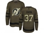 New Jersey Devils #37 Pavel Zacha Green Salute to Service Stitched NHL Jersey