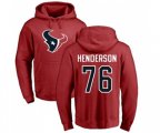Houston Texans #76 Seantrel Henderson Red Name & Number Logo Pullover Hoodie