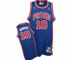 Detroit Pistons #10 Dennis Rodman Authentic Blue Throwback Basketball Jersey