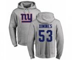 New York Giants #53 Oshane Ximines Ash Name & Number Logo Pullover Hoodie