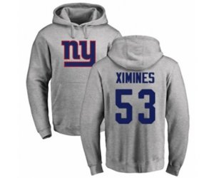 New York Giants #53 Oshane Ximines Ash Name & Number Logo Pullover Hoodie