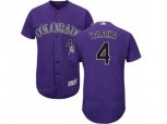 Colorado Rockies #4 Pat Valaika Purple Flexbase Authentic Collection Stitched MLB Jersey