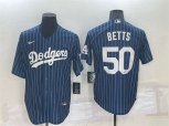 Los Angeles Dodgers #50 Mookie Betts Navy Blue Pinstripe Stitched MLB Cool Base Nike Jersey