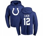 Indianapolis Colts #12 Andrew Luck Royal Blue Name & Number Logo Pullover Hoodie