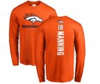 Denver Broncos #18 Peyton Manning Orange Backer Long Sleeve T-Shirt