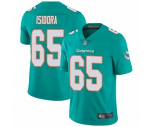 Miami Dolphins #65 Danny Isidora Aqua Green Team Color Vapor Untouchable Limited Player Football Jersey