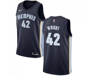 Memphis Grizzlies #42 Lorenzen Wright Swingman Navy Blue Road NBA Jersey - Icon Edition