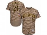 Pittsburgh Pirates #21 Roberto Clemente Camo Flexbase Authentic Collection MLB Jersey