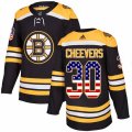 Boston Bruins #30 Gerry Cheevers Authentic Black USA Flag Fashion NHL Jersey