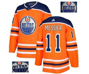 Edmonton Oilers #11 Mark Messier Authentic Orange Fashion Gold NHL Jersey