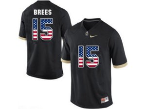 2016 US Flag Fashion Purdue Boilermakers Drew Brees #15 College Football Jersey - Black