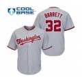 Washington Nationals #32 Aaron Barrett Authentic Grey Road Cool Base Baseball Player Jersey