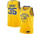 Golden State Warriors #35 Kevin Durant Authentic Gold Hardwood Classics Basketball Jersey