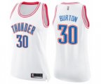 Women's Oklahoma City Thunder #30 Deonte Burton Swingman White Pink Fashion Basketball Jersey