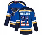 Adidas St. Louis Blues #21 Patrik Berglund Authentic Blue USA Flag Fashion NHL Jersey