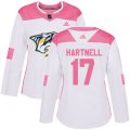 Women Nashville Predators #17 Scott Hartnell Authentic White Pink Fashion NHL Jersey