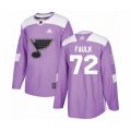 St. Louis Blues #72 Justin Faulk Authentic Purple Fights Cancer Practice Hockey Jersey