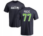 Seattle Seahawks #77 Ethan Pocic Navy Blue Name & Number Logo T-Shirt