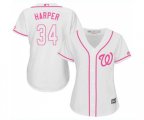 Women's Washington Nationals #34 Bryce Harper Authentic White Fashion Cool Base Baseball Jersey