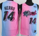 Miami Heat #14 Tyler Herro Pink-Blue Swingman Basketball Jersey