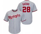 Washington Nationals #28 Kurt Suzuki Replica Grey Road Cool Base Baseball Jersey