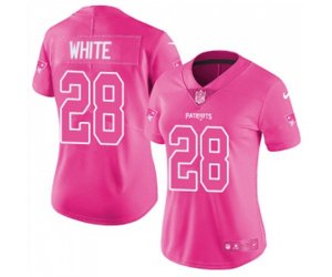 Women New England Patriots #28 James White Limited Pink Rush Fashion Football Jersey