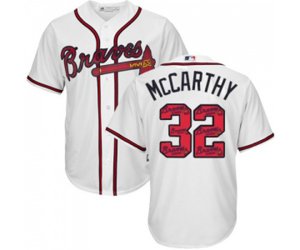 Atlanta Braves #32 Brandon McCarthy Authentic White Team Logo Fashion Cool Base Baseball Jersey