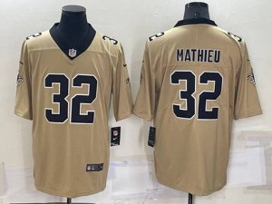 New Orleans Saints #32 Tyrann Mathieu Gold Inverted Legend Stitched Jersey