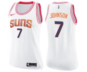 Women\'s Phoenix Suns #7 Kevin Johnson Swingman White Pink Fashion Basketball Jersey