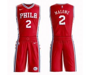 Philadelphia 76ers #2 Moses Malone Swingman Red Basketball Suit Jersey Statement Edition