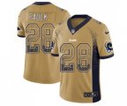 Los Angeles Rams #28 Marshall Faulk Limited Gold Rush Drift Fashion Football Jersey