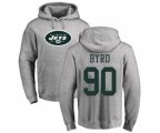 New York Jets #90 Dennis Byrd Ash Name & Number Logo Pullover Hoodie