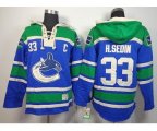 Vancouver Canucks #33 Henrik Sedin blue-green [pullover hooded sweatshirt][patch C]