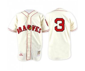 Atlanta Braves #3 Babe Ruth Authentic Cream Throwback Baseball Jersey