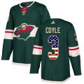 Minnesota Wild #3 Charlie Coyle Authentic Green USA Flag Fashion NHL Jersey