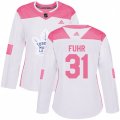Women Toronto Maple Leafs #31 Grant Fuhr Authentic White Pink Fashion NHL Jersey