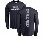 Seattle Seahawks #37 Shaun Alexander Navy Blue Backer Long Sleeve T-Shirt
