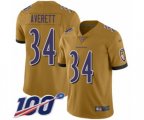 Baltimore Ravens #34 Anthony Averett Limited Gold Inverted Legend 100th Season Football Jersey