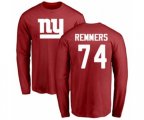 New York Giants #74 Mike Remmers Red Name & Number Logo Long Sleeve T-Shirt