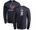 Houston Texans #29 Andre Hal Navy Blue Backer Long Sleeve T-Shirt