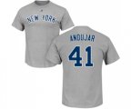 Baseball New York Yankees #41 Miguel Andujar Gray Name & Number T-Shirt